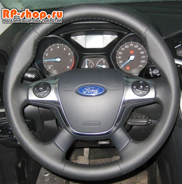 Ford Focus III 2011-2015 г.в. Оплетка для перетяжки руля включая спицы можно выбрать цвет нити - фото 5532